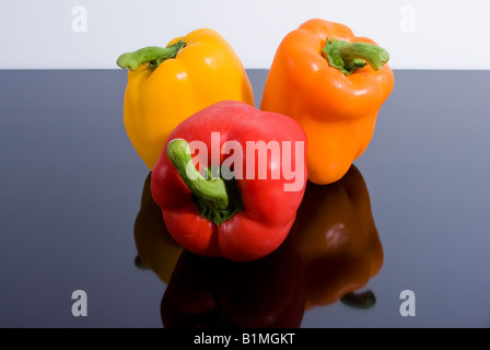 Gelb, Orange und rote Paprika Stockfoto
