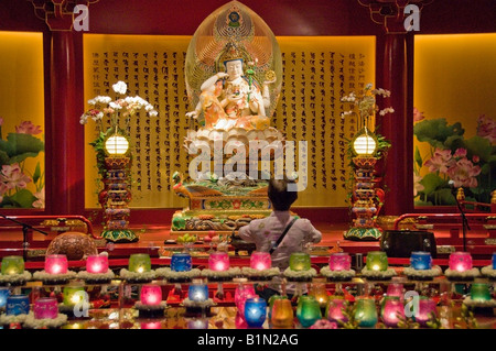 Buddha in New Buddha Tooth Relic Temple und Museum an der South Bridge Road in Singapur anzeigen Stockfoto
