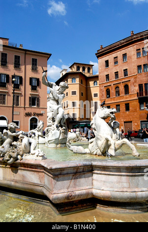Neptun-Brunnen Navona Quadrat Roma Italien Stockfoto