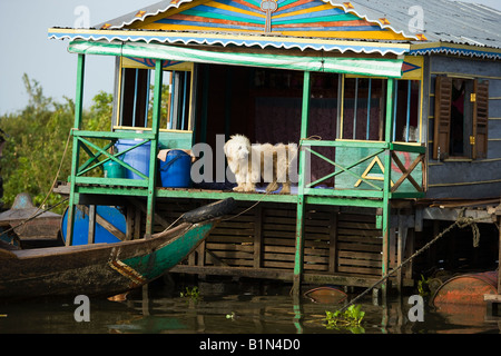 Das schwimmende Dorf Chong Khneas ist Heimat von ca. 5000 ethnische Vietnamesen; Tonle Sap, schwimmende Dorf, Kambodscha Stockfoto