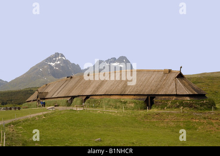 Norwegen Nordland Lofoten Vestvaagøy Borg Wikinger-Haus-museum Stockfoto