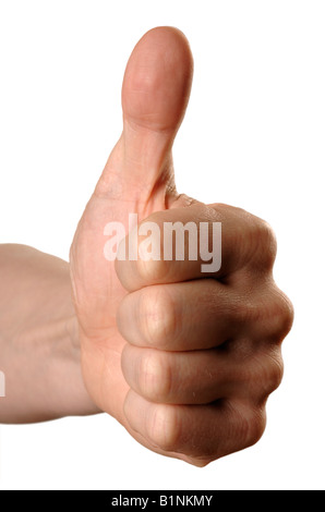 Mans Hand Daumen nach oben Stockfoto