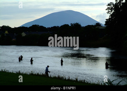 Lachs Angeln Ballina County Mayo Irland Stockfoto