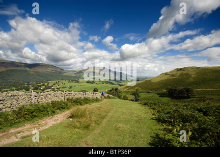 Blick zurück in Richtung Skiddaw von Walla Crag Stockfoto