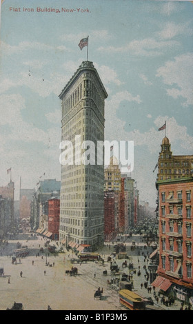 Alte Ansichtskarte von das Flatiron building in New York um 1909 Stockfoto