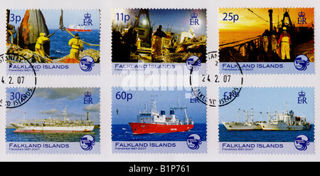 Falkland-Inseln decken 1. Tag - Fischerei 1987 bis 2007 Stockfoto