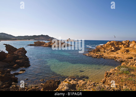 Pfad vom Strand Binime-La Cala Pregonda Minorca Menorca Stockfoto