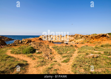 Pfad vom Strand Binime-La Cala Pregonda Minorca Menorca Stockfoto