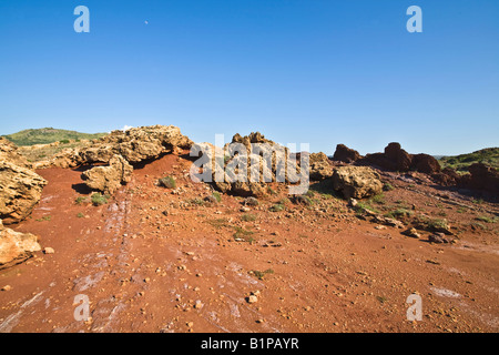 Pfad vom Strand Binime-La Cala Pregonda Minorca Menorca Stockfoto