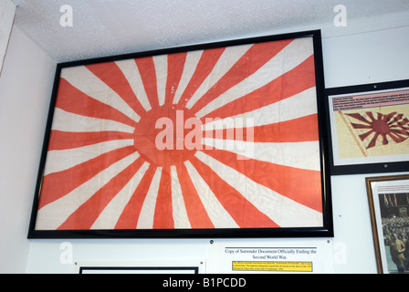 WW 2 japanische Flagge auf dem Display auf Camp Gordon Johnston 2. Weltkrieg Museum Carrabelle Florida Stockfoto