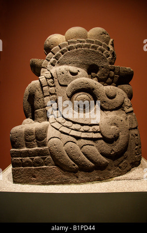 Steinstatue Xiucoatl die aztekische Feuer-Schlange, präkolumbische Kunst, National Museum of Anthropology Park Chapultepec-Mexiko-Stadt Stockfoto