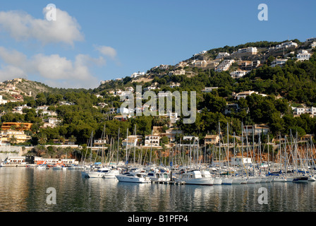 Yachten in der Marina, Javea / Xabia, Provinz Alicante, Comunidad Valenciana, Spanien Stockfoto