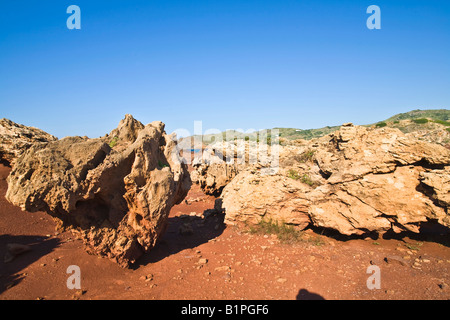 Pfad vom Strand Binime-La Cala Pregonda Minorca Menorca Stockfoto