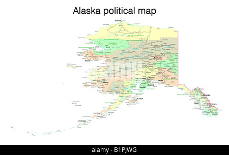 Alaska State politische Karte Stockfoto