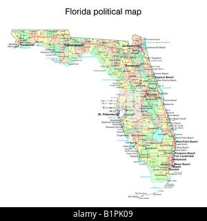 Florida Zustand politische Karte Stockfoto
