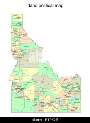 Idaho Zustand politische Karte Stockfoto