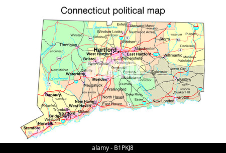 Connecticut Zustand politische Karte Stockfoto