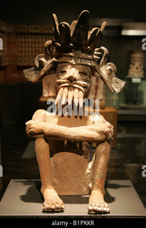 Tlaloc Pueblan Gott des Wassers, präkolumbische Kunst aus Chicayan, Ozuluama, Veracruz im Nationalmuseum für Anthropologie Mexiko. Stockfoto