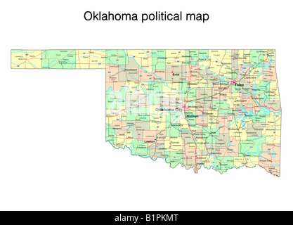 Oklahoma Zustand politische Karte Stockfoto