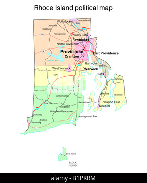Rhode Island State politische Karte Stockfoto