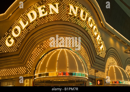 Die berühmten alten Las Vegas Strip mit dem Golden Nugget Casino an der Fremont Street in Las Vegas in Nevada Stockfoto