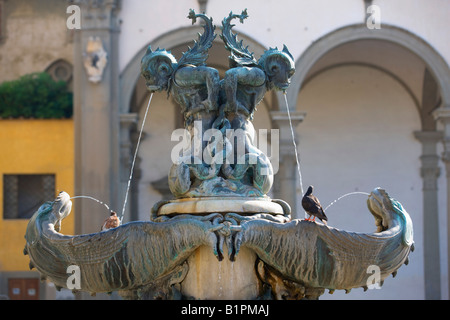 Brunnen auf der Piazza della Santissima Annunziata in Florenz Stockfoto