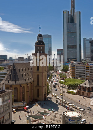 Katharinenkirche Kirche von Str. Catherine Skyline von Frankfurt Blick auf Hauptwache Haupt zu bewachen, Westen Stockfoto