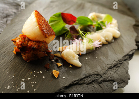 Gourmet-Essen Krone bei Whitebrook Restaurant Monmouthshire Stockfoto