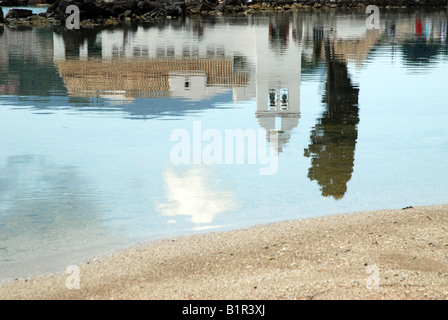 Reflexion des 17. Jahrhunderts Vlaheraina Kloster (Kloster der Panagia Vlacherna), Insel Korfu, Griechenland Stockfoto