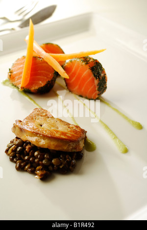 Gourmet-Essen Krone bei Whitebrook Restaurant Monmouthshire Stockfoto