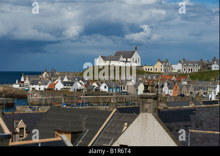 Sturm über Findochty Harbour, Morayshire, Schottland Stockfoto