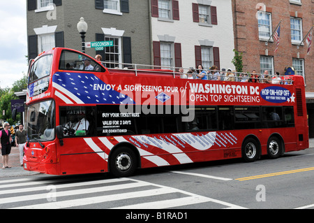 Ein Doppeldecker Reisebus in Georgtown, Washington, DC, Vereinigte Staaten von Amerika Stockfoto