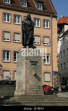 Statue von Albrecht Dürer in Nürnberg, Middle Franconia, Bayern, Deutschland, Europa Stockfoto