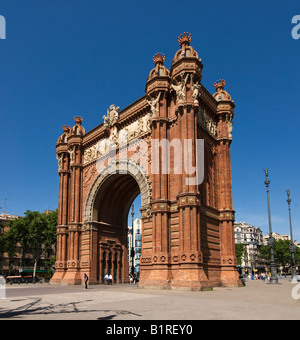 Arc de Triomf, Triumphbogen, Panorama genäht aus 2 Bildern, Barcelona, Spanien, Europa Stockfoto