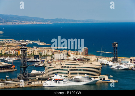 Blick auf Hafen Port Vell, Barcelona, Spanien-Europa Stockfoto