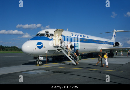 Finnair Flugzeug, Flughafen Kuopio, Finnland, Skandinavien, Europa Stockfoto