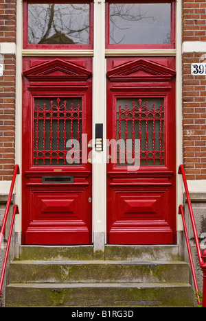 Eingangstür zu einem Kanal Haus, Amsterdam, Niederlande, Europa Stockfoto