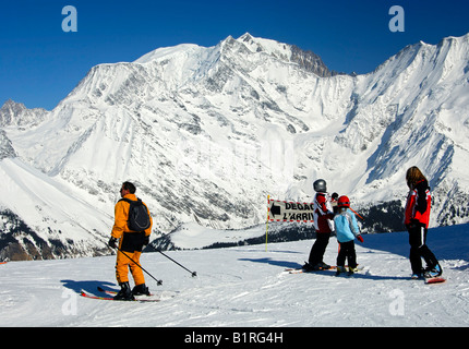 Gervais-Mont-Blanc-Skigebiet, Mont-Blanc-Massiv, Savoyen Zone, Frankreich, Europa Stockfoto