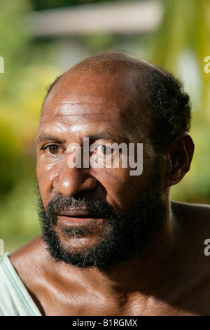 Porträt von einem Mann, Biliau, Papua-Neu-Guinea, Melanesien Stockfoto