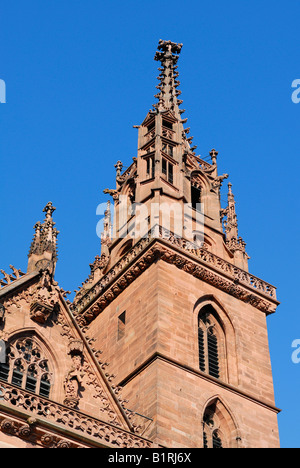 Detail, Basler Münster Kathedrale, Basel, Kanton Baselstadt, Schweiz, Europa Stockfoto