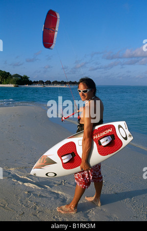 Kite-Surfen, Olhuveli, südlichen Atoll, Malediven Stockfoto