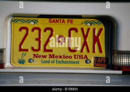 Nummernschild, Santa Fe, New Mexico, USA Stockfoto