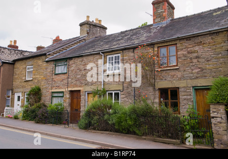 Traditionellen viktorianischen Reihenhaus Cottages in Hay on Wye Powys Wales UK EU Stockfoto