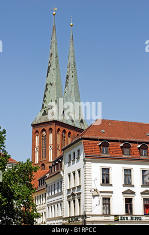 Nikolaiviertel, Nikolaiviertel mit Nikolaikirche, Kirche des Heiligen Nikolaus, Berlin-Mitte, Berlin, Deutschland, Europa Stockfoto