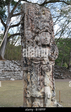 Stela H, Hauptplatz, Copán, Honduras, Mittelamerika Stockfoto