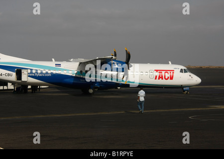 ATR 72, Cabo Verde Airlines TACV, Insel Sal, Kap Verde, Afrika Stockfoto