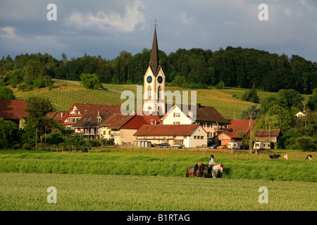 Sturmtief über Benken, die Gemeinschaft in der Weinland Region gewählten für die Endlagerung radioaktiver Abfälle, Kanton Zürich, Stockfoto