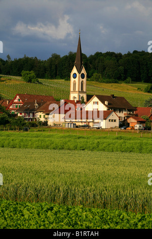 Sturmtief über Benken, die Gemeinschaft in der Weinland Region gewählten für die Endlagerung radioaktiver Abfälle, Kanton Zürich, Stockfoto