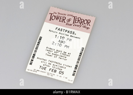 Tower of Terror Fast Pass, World-Disney-Studios MGM, Orlando, Florida, USA Stockfoto