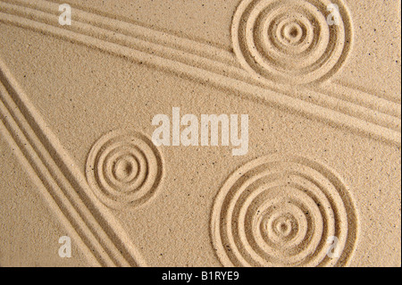 Sand Textur, Muster in den Sand gezeichnet Stockfoto